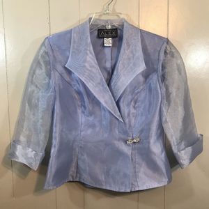 Alex Evenings Purple Petite 3/4 Sleeve Rhinestone Clasp Mother of Bride Top PM